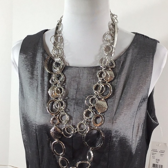 LF Leslie Fay silver gray beaded date dress 12 NWT - Picture 2 of 13